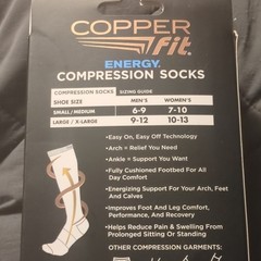 Copper Fit Energy Compression Socks S/M Copper Infused Graduated Compression Bl…