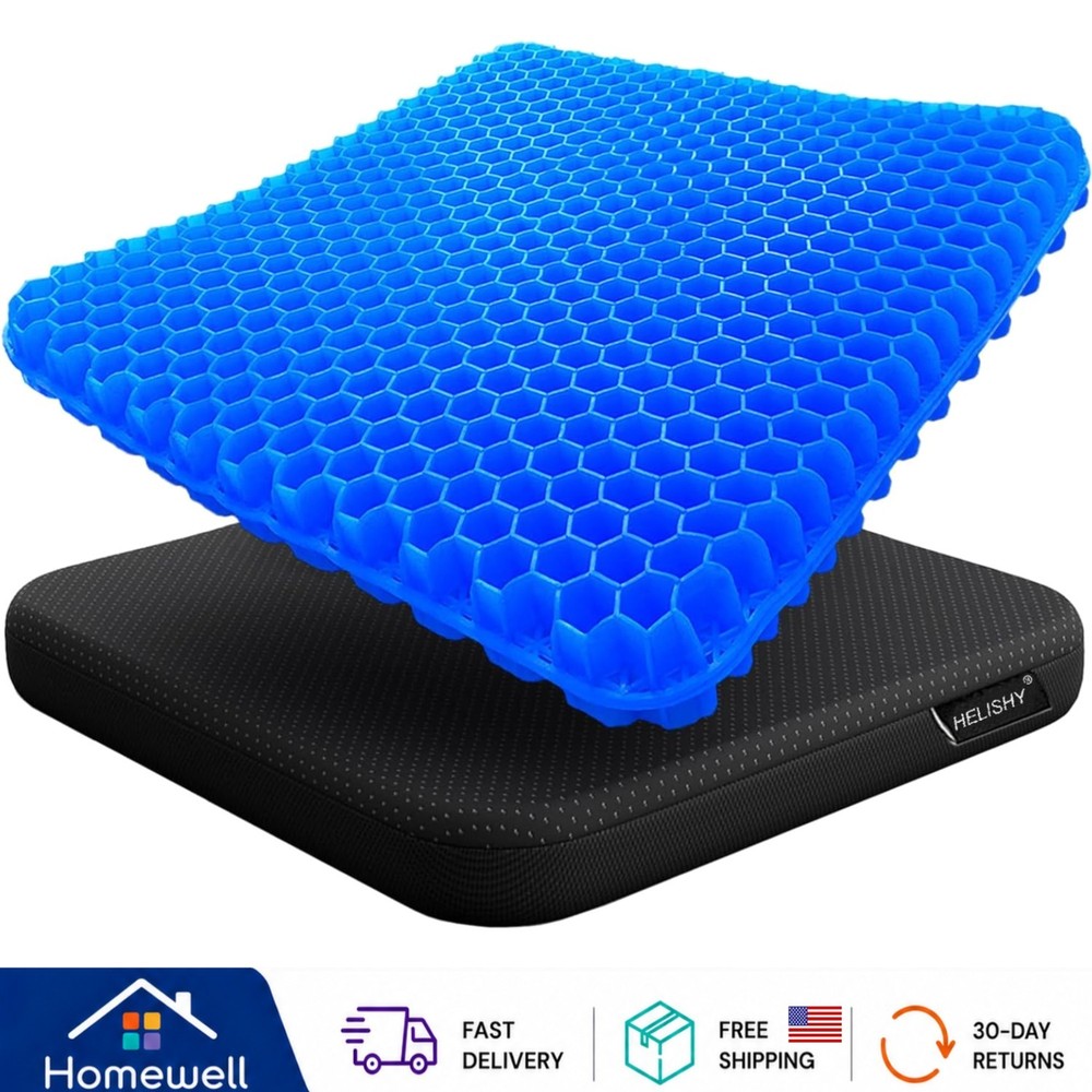 Breathable, Soft Gel Seat Cushion for Hip & Back Pain Relief – 16.5×14.5in
