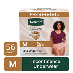 Depend Silhouette Incontinence & Postpartum Bladder Leak Underwear, M, 56 Count