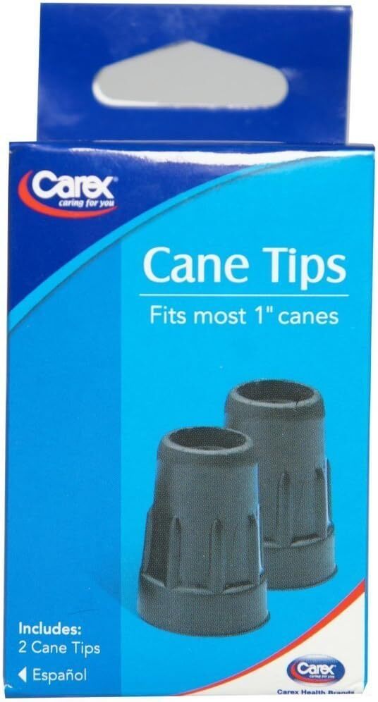 Carex Replacement Cane Tips, 1 inch, 1 Pair of 2 Count, Black (FGA720-00)