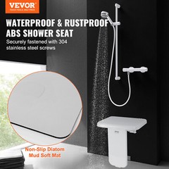 VEVOR Folding ABS Shower Seat 15.7“ x 16.7“ Wall Mounted Shower Bench 440 lbs