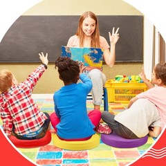 Juexica 4 Pcs Extra Thick Flexible Floor Cushions Bright Colors Kids Classroom