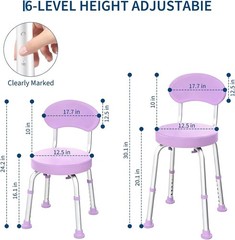 Shower Chair Stool Seat 360° Swivel Elderly Disabled Adjustable 150kg Capacity
