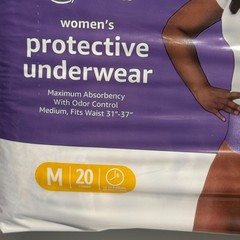 Amazon Basics Women’s Protective Underwear Incontinence Size Medium 20 count