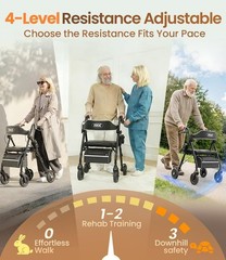 Z63 Rollator with Adjustable Resistance – Speed Control Walker Black