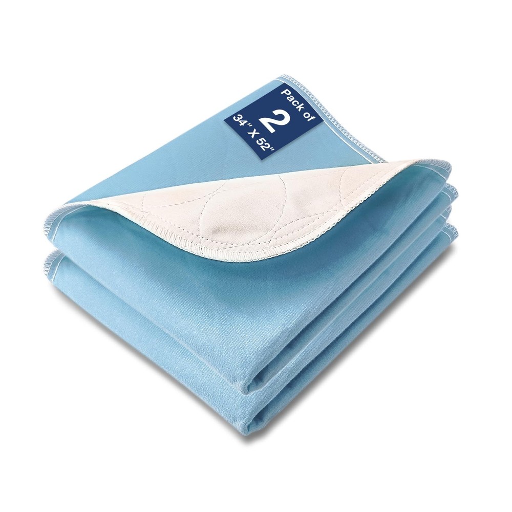 2 Pack 34″x52″ Washable Waterproof Incontinence Bed Pads Reusable Pee Pad