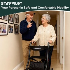 Foldable Rollator Rolling Walker with Seat for Seniors 8“ Wheels Max 300 Lb
