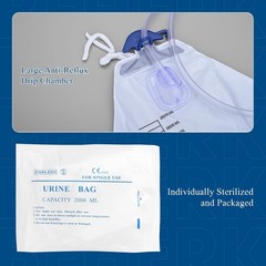 2000ml Urinary Drainage Bags with Anti-Reflux Valve Male Female Catheter Bags