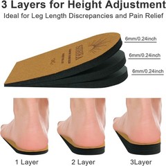 SIIHEA Adjustable Heel Lifts for Shoes, 1/4“ Height Medium (2 Pairs), Brown