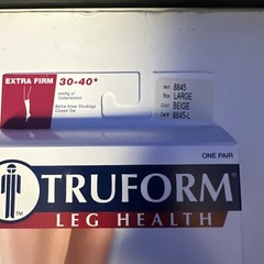 3 Pairs Truform Extra Firm 30-40 Compression BelowKnee Beige Stocking Large Lot