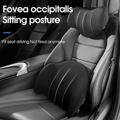 Headrest & Lumbar Support Pillow Ergonomic Memory Foam for Car Seat Office Chair