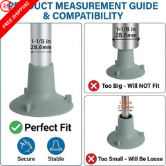 Shower Chair Replacement Feet – 4-Pack 28.6cm Diameter (1-1/8” I.D., Grey