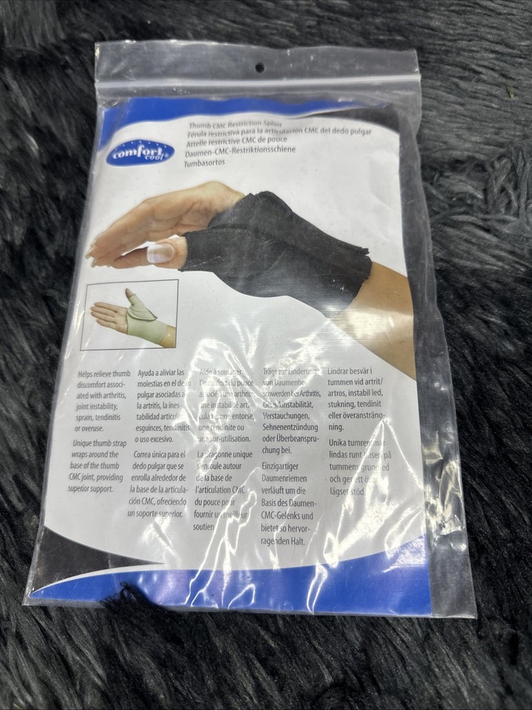 Comfort Cool Left Hand Size Medium+ Black Thumb CMC Restriction Splint New