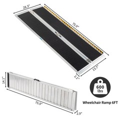 Access Mobility Ramp Wheelchair 6ft Aluminum Scooter Threshold Access Ramps