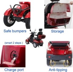Heavy Duty 4-Wheel Mobility Scooters 31 Miles 3-Speed 800W 500lbs Capacity Blue