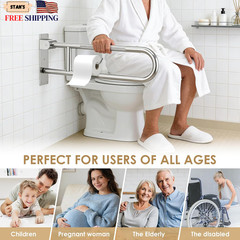 Toilet Grab Bar Support Rail 29.5 Inch, Anti-Slip Knurled Handicap Bathroom Safe