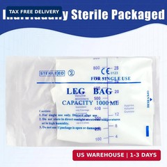 5 Pack Urinary Drainage Bag 1000ml/cc Catheter Leg Bag, Anti-Reflux Valve, Easy