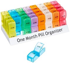1 Month Pill Dispenser Tablet Box Organiser 2 Clearly Marked Compartments per Da