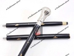 Replica of Silver Brass Bat Masterson Knob Handle Black Wood Walking Stick Cane