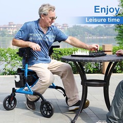 Folding Lightweight Rollator Walker Mobility Walking Aid w/Backrest W/Seat 300lb