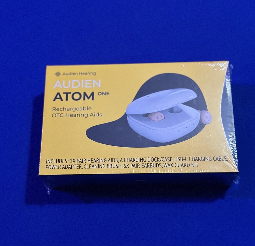 Audien Atom One OTC Hearing Aids Wireless, Rechargeable Beige (B1) New Sealed