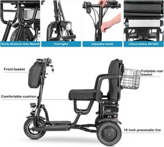 Double Motor 700W 3-Wheels Folding Electric Mobility Scooter Portable Scooter
