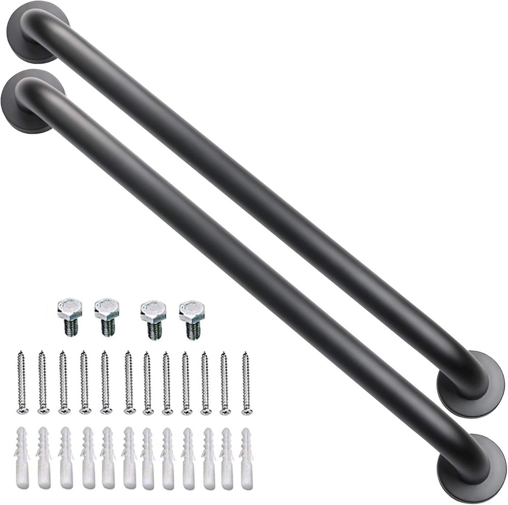 2 Pack 24 Inch Black Shower Grab Bar, Stainless Steel Bathroom Grab Bar Handle,