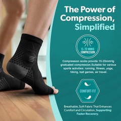 1 Pair Ankle Compression Socks Open Toe Foot Sleeve Arch Support Sports Brace