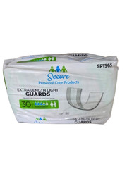Secure Personal Care Extra Length Light Guards 30 Ct Bladder Control Pads Unisex