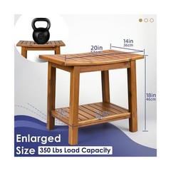 Teak Shower Bench, 20″ Solid Wood Shower Stool Waterproof Shower Seat with St…