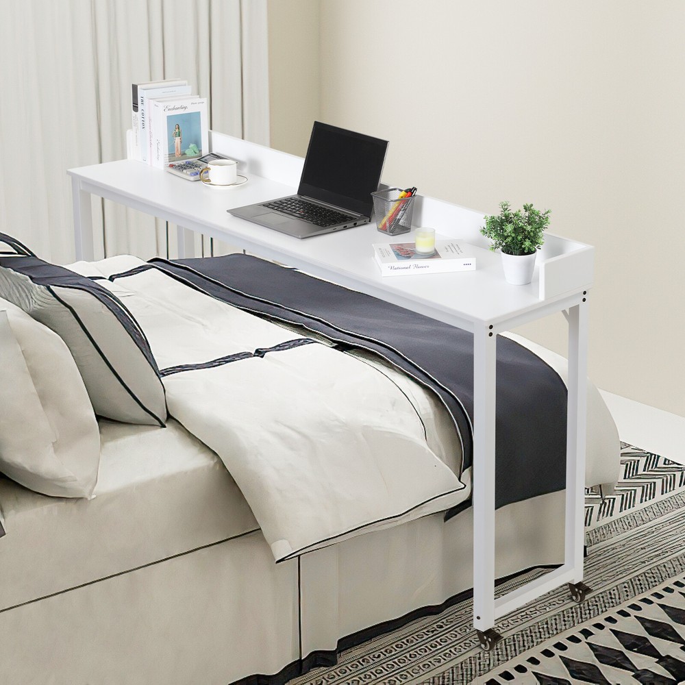 AuAg 70.8“ Overbed Table for Queen/Full Size Bed Hospital Mobile Computer Desk