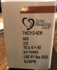 Total Hearing Care Size 312 THC3124ZM Hearing Aid Batteries 40 pcs Exp Sept ’22