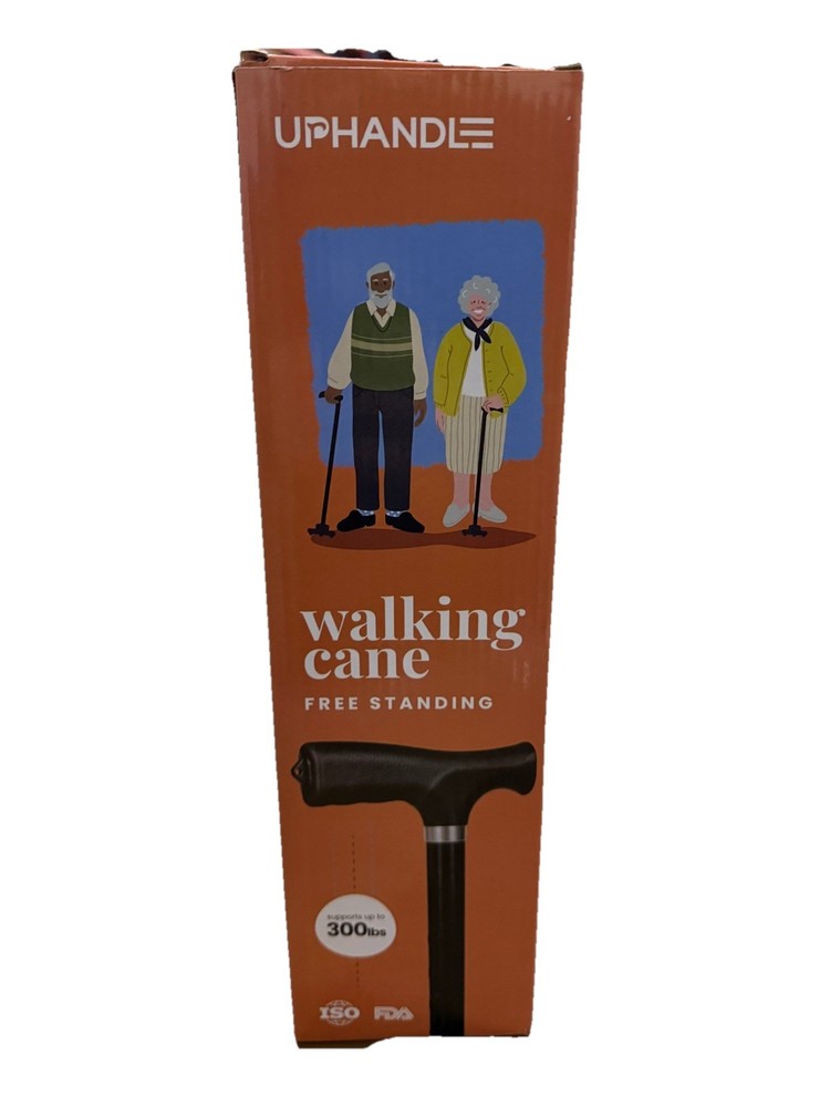 UPHANDLE Walking Cane Free Standing Supports up to 300lbs, Adjustable Height