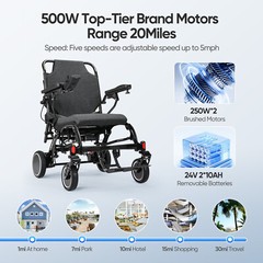 Two Battery 500W Carbon Fiber Electric Wheelchairs For All Terrain Airline NEW