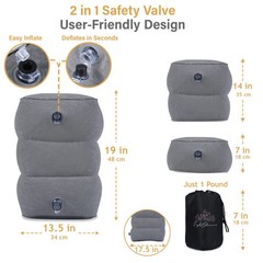 Inflatable Airplane Footrest Pillow | Kids Travel Bed B1634, Grey