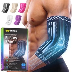 Elbow Compression Sleeve 2 Pack – Tennis & Golf Pain Relief, Support Brace for T