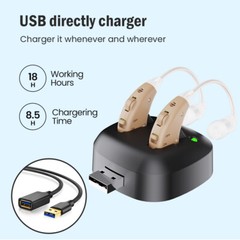 JINGHAO 1 Pair Hearing Aids Rechargable BTE Hearing Amplifiers–18H Working Time