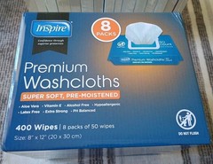 Inspire Premium Washcloths Super Soft, Pre-Moistened 400 Count