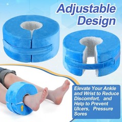 Soulchen 2 Pack Heel Protector for Pressure Sores Fleece Foot 3.9 Inch, Blue
