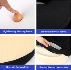 Truck Seat Cushion, 2PC 100% Memory Foam Seat Cushion for Truck Driver, with Bac