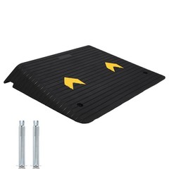 4″ Rise Rubber Threshold Ramp 24″W x 35.5″L 33000lb Wheelchair w/ Cable Channels