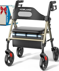 Foldable Rollator Walker with Seat for Seniors, 16″ Enlarged Seat | 8″ Wheels, 1