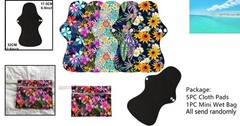 Stylish 6pc Reusable Menstrual Pad Set with Waterproof Storage Bag included