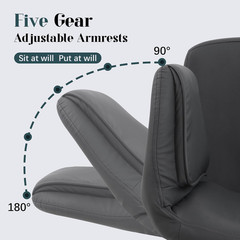 Stylish Criss Cross Rolling Chair with Adjustable Armrests – Black PU Leather