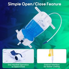1000ml Leg Urinary Drainage Bags with 2 Adjustable Elastic Straps, 3 Pack