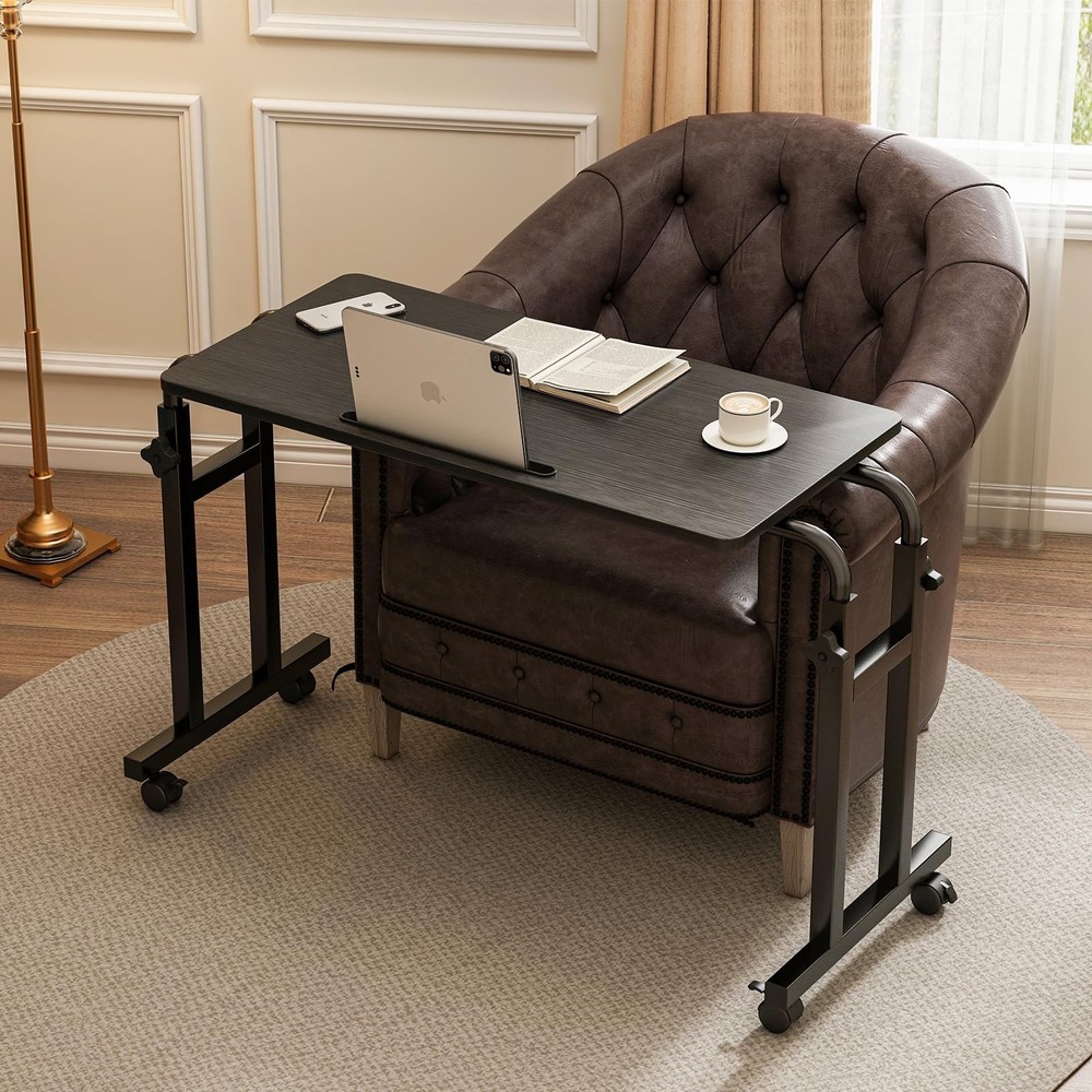 Recliner Table, Overbed Table with Wheels Adjustable Height and Length Over B…