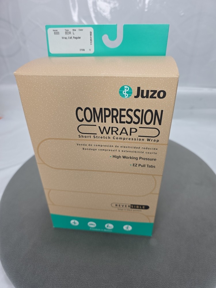Juzo 6000 20-60 mmHg Compression Wrap-Calf Segment Sz LG Black -Beige Reversibl