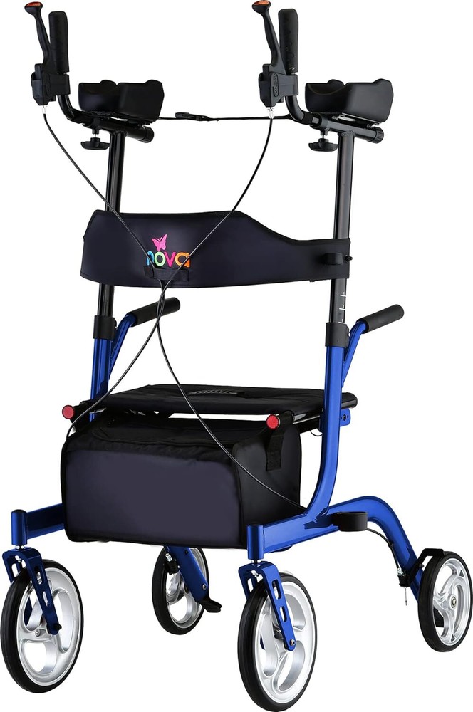 NOVA Phoenix Rise UP Rollator, Upright Walker w/Padded Forearm, BLUE – OPEN BOX!