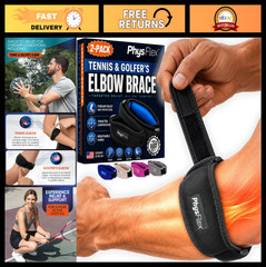 Adjustable Elbow Brace 2-Pack for Men & Women – Tennis/Golfer’s Elbow Support, P