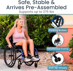 Vive Lightweight Foldable Wheelchair – Portable & Compact for Active Adults